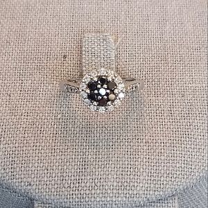 Black & White Pavé Diamond Ring (.590tcw) in 14K SOLID WG (3.38g), Size 6